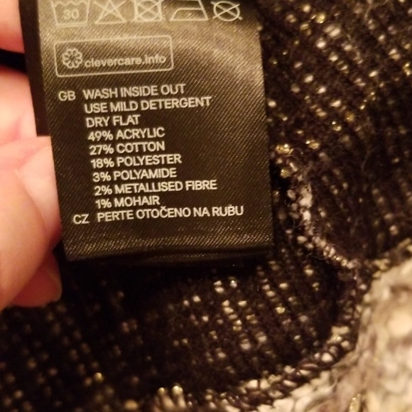 H&M White Tweed Jacket with Leather Trim - Picture 3 of 6